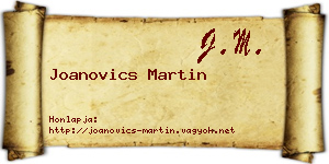 Joanovics Martin névjegykártya